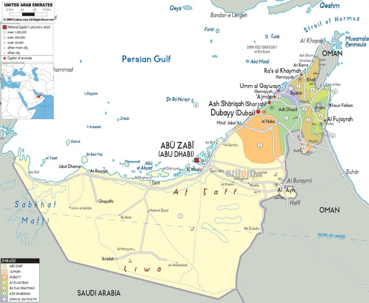 politička karta Dubai