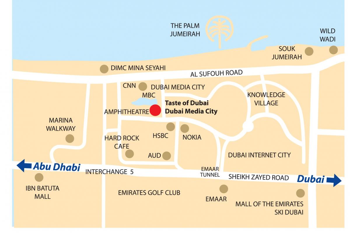 Dubai media City lokacija na karti