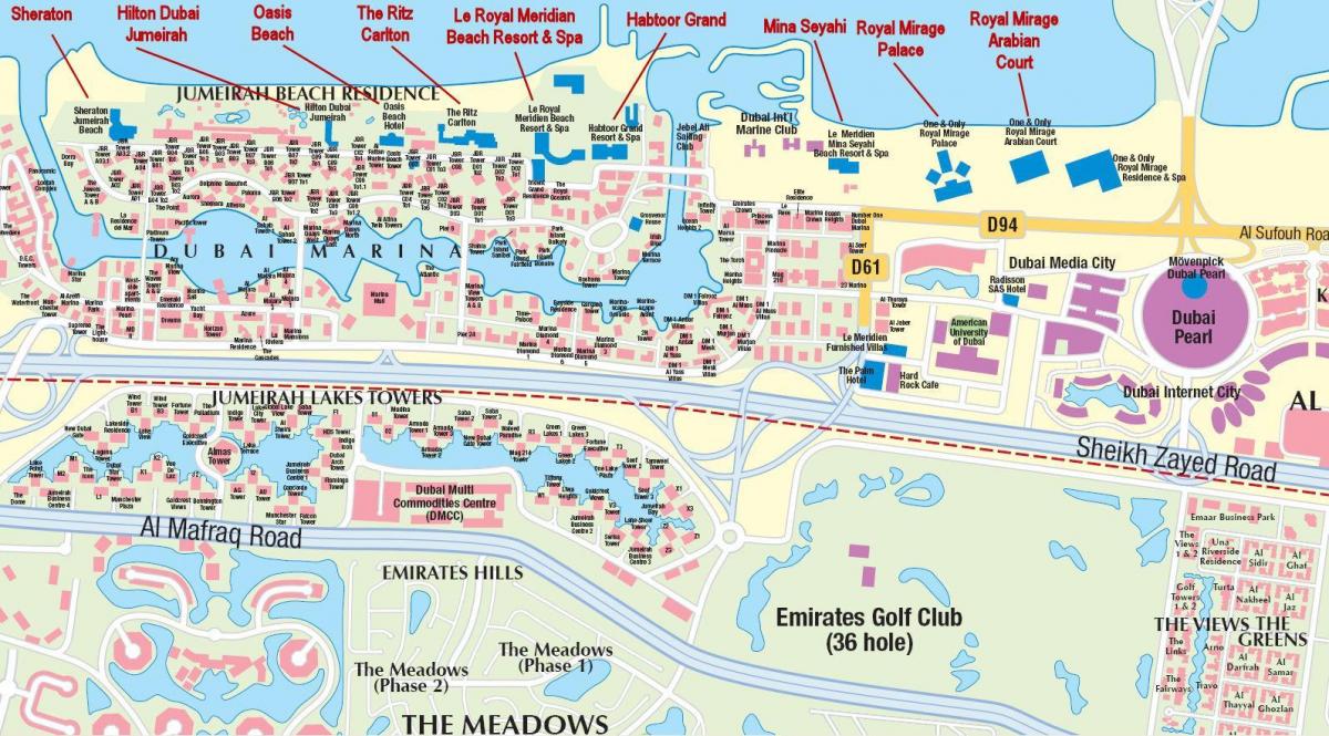 Dubai Marina kartica s imenima kuća